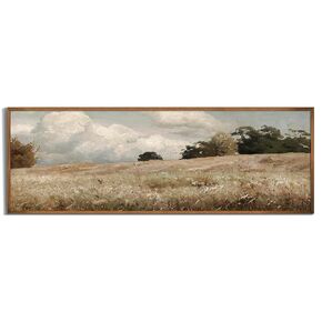 Vintage Farmhouse French Country Bedroom Wall Decor Above Bed - 10x30" - Horizontal Wall Art Over the Bed - Panoramic Landscape Picture Sign, Canvas Oil Painting Long Narrow Autumn Meadow Print Poster