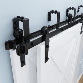 ZEKOO 5 FT Bypass Barn Door Hardware Kit Double Track Low Ceiling Bracket with Metal Hanger for Double Sliding Barn Door (5FT Bypass Kit)