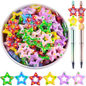 خرز مرسومة يدويًا للأقلام، 18 قطعة من الخرز البؤري على شكل دونات مصنوع يدويًا من خرز اللوحة اليدوية النقية المرسومة بطباعة لطيفة رائعة مطرزة يدويًا لسلسلة المفاتيح وسلسلة الهاتف وقلادة صناعة المجوهرات والحرف اليدوية in Kuwait