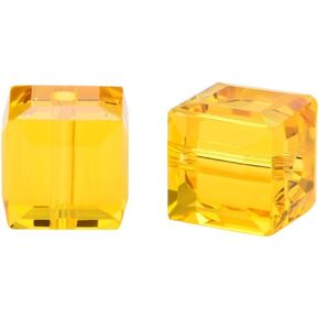 24pcs Adabele Austrian 4mm (0.16 Inch) Small Faceted Loose Cube Crystal Beads Amber Yellow Compatible with Swarovski Crystals Preciosa 5601 SSC407