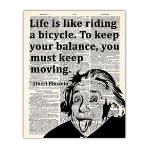 Motivational Wall Art: "Riding a Bicycle" Albert Einstein Wall Art, Positive Affirmations Wall Decor for Bedroom, Teen Girl, Boy - Albert Einstein Quotes Posters Office Decor for Men, Women 8x10