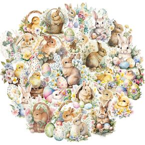 Easter Stickers Pack 100 pcs, Easter Eggs Bunny Rabbit Stickers for Kids Adults, Cute Easter Holiday Stickers for Skateboard, Water Bottles, Scrapbook, Junk Journal, DIY Crafts