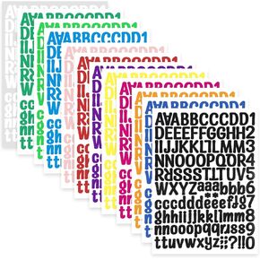 EORTA 12 Sheets Letter Stickers, 1 Inch Alphabet Stickers, Adhesive Large Sticker Letters, Vinyl Stickers for Water Bottles Crafts Name Sign Notebook Scrapbooking, 1-2 inch