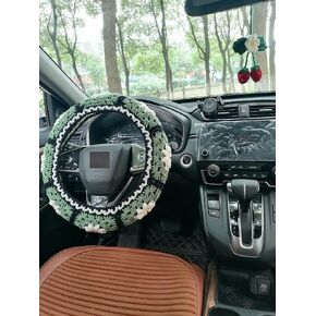 YDM Crochet Daisy Steering Wheel Cover,3D Daisy Steering Wheel Cover for Women,Cute Steering Wheel Cover,Car Accessories (A,Steering Wheel Cover)