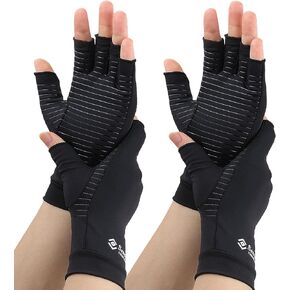 2 Pair Compression Gloves for Women Men, Copper Arthritis Gloves for Rheumatoid Arthritis Osteoarthritis Carpal Tunnel