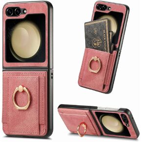 Asuwish Compatible with Samsung Galaxy Z Flip 5 5G 2023 Wallet Case and Card Slot Full Body Protective Case Metal Ring Holder Stand Kickstand Cell Phone Cover for ZFlip5 Z5 G Flip5 5Z Women Men Black