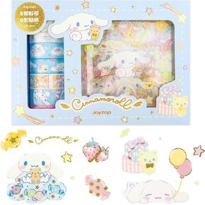 مجموعة شريط واشي لطيف - 6 لفات + 8 قطع ملصقات شريط لاصق مزخرف من رقائق الذهب الأنمي للأطفال هدية DIY، سجل القصاصات، يوميات، ديكورات الحفلات، مجلات رصاصة (M) in Kuwait