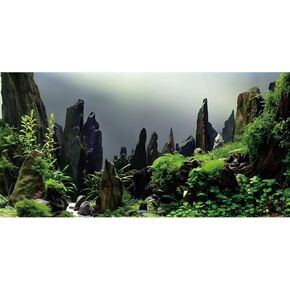 AWERT 48x24 inches Stone Column Aquarium Background River Bed & Lake Aquarium Aquatic Plant Fish Tank Background Vinyl Background