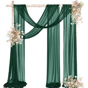 MLMW Wedding Arch Draping Fabric 1 Panel 29" x 20Ft Sheer Arch Drapes Black Chiffon Outdoor Curtain Backdrop for Wedding Ceremony Party Ceiling Decoration