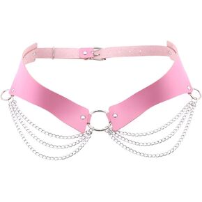Women Girls Punk Leather Waist Belt Adjustable Goth Leather Body Waist Belt Accessories Belt