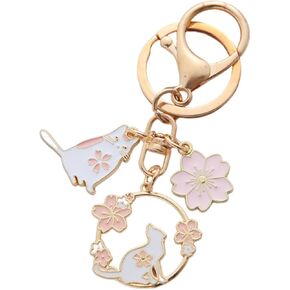 xuzhiyuan Cute Rabbit Keychain Kawaii Cartoon Sakura Rabbit Flower Keyring Sweet Rabbit Key Chain Gifts for Women Girls