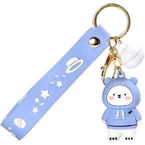 Cute Ice Bear Keychain, Polar Bear Keychain, Adorable Pink and Blue Hoodie Ice Bears for Backpacks, Bags, and Keys