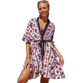 Women Loose Kimono Cardigans Floral Kaftans Cover up Caftan Blouses Beach Swimsuit