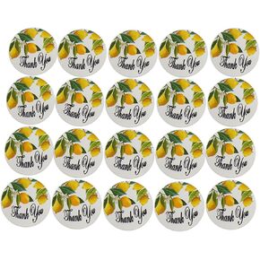 Thank You Lemon, Orange, or Lily Vinyl Stickers - 2" Round Individual Decals for Gift Bag, Party Favors, Envelope Seal & Tags- Waterproof (20 Lemon Thank You)