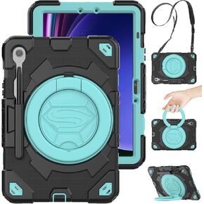 Timecity Case for Samsung Galaxy Tab S9 FE 5G 10.9''/ Tab S9 11'' 2023: Heavy Duty Protection Case with Screen Protector, S Pen Holder, [360 Rotating Hand Grip] &Stand, S9 FE/S9 Tablet Case, Black