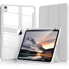 Kenke iPad 10th Generation Case 2022 with Pencil Holder, iPad 10.9 Inch Case with with Right Side Pencil Holder & Hard PC Acrylic Transparent Back Shell & Soft TPU Edge Auto Wake/Sleep (Black)