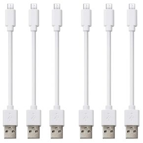 Short Micro USB Cable (6 Pack 8inch White), Android Phone Charger Cord, High Speed Charging and Sync Data Cables for Charging Station, Compatible with Samsung, HTC, Motorola, Kindle, Tablet