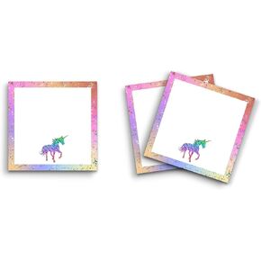 Butler in the Home Sticky Notes 3 Pack 3"x3" 50 Sheet Count Per Pad, Glitter Border Rainbow Unicorn, Cute Funny Memo Note Pads Stationery Journal Planner Paper