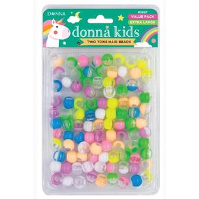 DONNA Kids Extra Large 2 Tone Hair Beads Pastel Assort