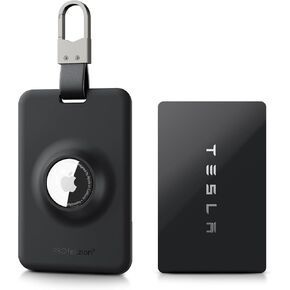 PROfezzion Tesla Key Card Holder with AirTag Slot, AirTag Tesla Card Plastic Card Key Holder for Model 3 Y S X Cybertruck with Keychain Key Rings, Key Card Protective Case Cover for Tesla - 1 Pack