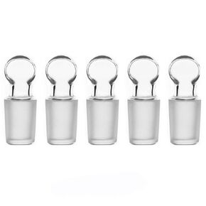 StonyLab Glass Penny Head Glass Hollow Stopper for 24/40 Outer Joint Glass, with Closed Bottom (5 Pack)