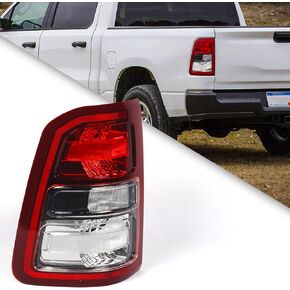 FIONE Halogen Tail Lights Assembly Compatible with Dodge Ram 1500 2019-2023 Big Horn/Tradesman with Bulbs Left Driver Side Rear Light Black Bezel with Red Lens 68261577AE CH2800228