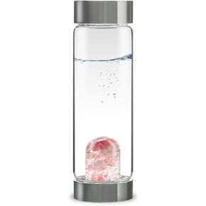 VitaJuwel ViA ADORE | Crystal Water Bottle with Moonstone, Rose Quartz & Clear Quartz for Self-Love, Compassion & Spiritual Growth
