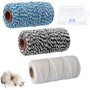 Cooking Twine String - 3 Pack Butchers Twine,7 Ply 328 Ft 2mm Thick Feet Food Safe Kitchen Twine,Cooking Meat Rope Bakers String,Cotton Twine for Roasting,Rotisseries and Decorate Crafts (Beige)