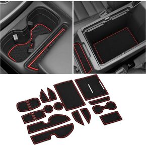 Center Console Liner Mats for Honda CR-V CRV 2023 2024 Accessories Cup Holder Insert, Door Pocket Liners 17-PCS/Set (Red)