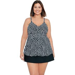 Penbrooke Shape Solver Women's Plus Spots V-Neck Soft Cup Tankini Top Separate