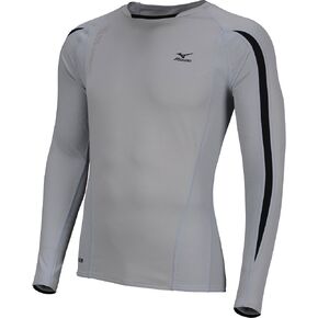 Mizuno Men's Aero Long Sleeve Running Shirt, Silver-Black