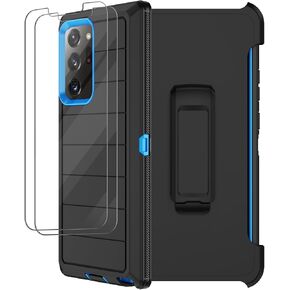 for Galaxy Note 20 Ultra Case with Belt Clip Holster, 2 Screen Protector, Military Grade Full Body Heavy Duty Shockproof Rugged Protective Cover for Samsung Galaxy Note 20 Ultra 5G (Black)