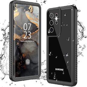 ANTSHARE for Samsung Galaxy S21 Ultra Case Waterproof,Galaxy S21 Ultra Case with Screen Protector,360 Full Body Heavy Shockproof Rugged Samsung S21 Ultra Phone Case for Women Men Black/Clear