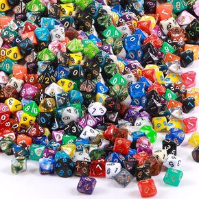 Skylety 500 Pieces Polyhedral Dice Sets with Black Pouch Compatible with RPG MTG Tabletop Role Playing Table Games Multi Colored Assortment (20 Sided Style)