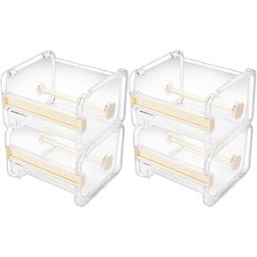 molshine 4 Pack Washi Tape Dispenser,Multi Desktop Masking Tapes Roll Holder,Transparent Storage Tape Cutter(Not Include Masking Tape)(Beige)