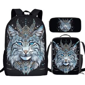 3Pcs Black French Bulldog Print Student Backpack Book Bags Knapsack Rucksack Lunch Bag for Preschool Kindergarten Elementary Students