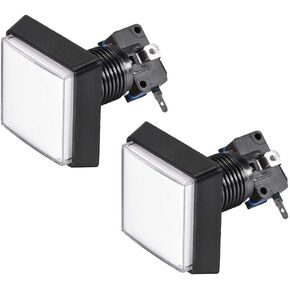 uxcell Game Push Button 50x50 Square 12V LED Illuminated Push Button Switch with Micro switch for Arcade Video Games Green 2pcs