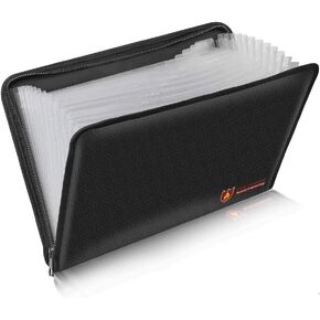 Fireproof Document Bag Fire & Water Resistant File Folder A4 Size 12 Pockets Fireproof Waterproof Safe Document Holder, Non-Itchy Silicone Coated Portable Filing Pouch for Legal Document(Colorful)