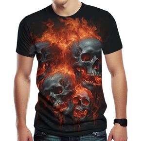 Skull Graphic T-Shirts for Men Novelty 3D Graphic Shirts Summer Short Sleeve Top