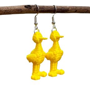 3D Print Tall Yellow Bird Earrings Accessories for Trendy 90s Nostalgia for women and girls quirky cute unique interesting weird funny from sueno pots (Yellow)