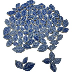 1.1LB 3 Size Ceramic Leaf-Shaped Mosaic Tiles,Mosaic Ceramics Pieces for DIY Crafts & Home Decoration (Ice-Crackle Green) in Kuwait