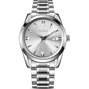 Minimalist Watch for Men Stainless Steel Men's Wrist Watches Waterproof Business Dress Luxury Analog Quartz Men Watch with Big Face & Date