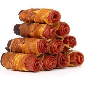MON2SUN Rawhide Free Dog Treats, 3 Inch Triple Flavor Chicken Wrapped Duck and Beef Rolls for Small Dogs, Healthy Snacks, 21.16oz