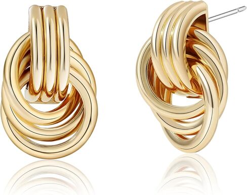 Women's Trendy Gold Earrings Collection Chunky Hoops, Knots, and Elegant Geometric Designs in Saudi Arabia