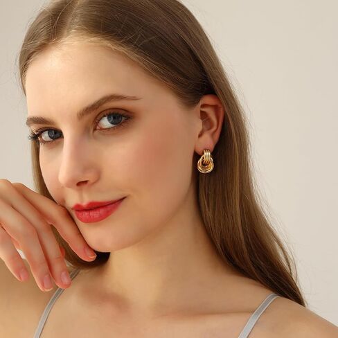 Women's Trendy Gold Earrings Collection Chunky Hoops, Knots, and Elegant Geometric Designs in Saudi Arabia