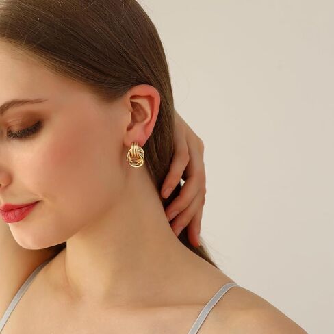 Women's Trendy Gold Earrings Collection Chunky Hoops, Knots, and Elegant Geometric Designs in Saudi Arabia