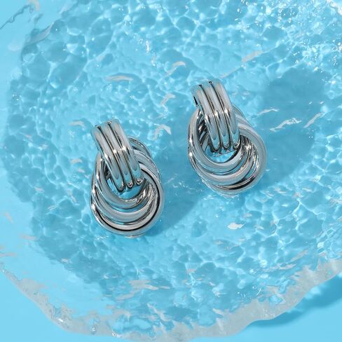 مجموعة أقراط ذهبية عصرية للسيدات ذات حلقات مكتنزة وعقد وتصميمات هندسية أنيقة in Kuwait