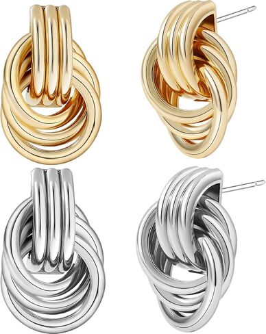 Women's Trendy Gold Earrings Collection Chunky Hoops, Knots, and Elegant Geometric Designs in Saudi Arabia