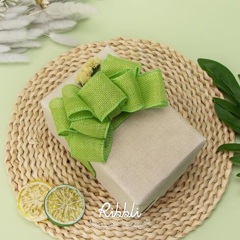 Ribbli Burlap Wired Edge Ribbon,1-1/2 Inch x 10 Yard,Natural,Solid for Big Bow,Wreath,Tree, Outdoor Decoration in Kuwait