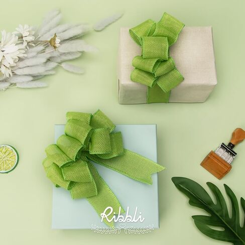 Ribbli Burlap Wired Edge Ribbon,1-1/2 Inch x 10 Yard,Natural,Solid for Big Bow,Wreath,Tree, Outdoor Decoration in Kuwait